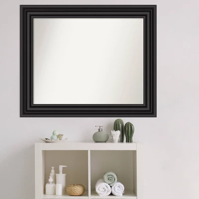 34" X 28" Non-Beveled Colonial Bathroom Wall Mirror Black - Amanti Art - Image 7