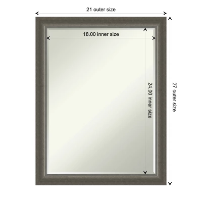 Amanti Art Domus Dark Silver Petite Bevel Wood Bathroom Wall Mirror 27 X 21 In. - Image 3