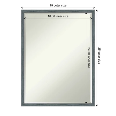 Amanti Art Dixie Blue Grey Rustic Narrow Petite Bevel Wood Bathroom Wall Mirror 25 X 19 In. - Image 3