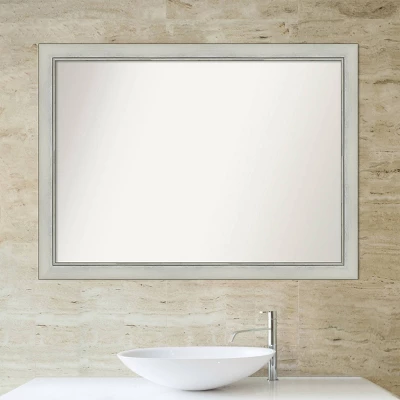 42" X 31" Non-Beveled Flair Patina Bathroom Wall Mirror Silver - Amanti Art - Image 5