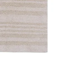 Knightsbridge Luscious Textured Striped All Season Soft Plush Cotton Reversible & Soft Bath Rug Ivory