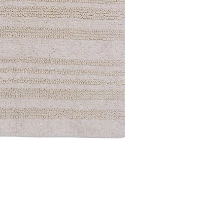 Knightsbridge Luscious Textured Striped All Season Soft Plush Cotton Reversible & Soft Bath Rug Ivory