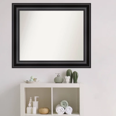 34" X 28" Non-Beveled Grand Bathroom Wall Mirror Black - Amanti Art - Image 6