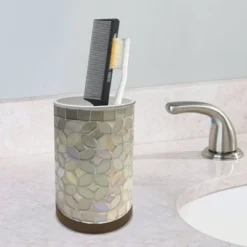 Pearl Escent Mosaic And Wood Tumbler - Nu Steel