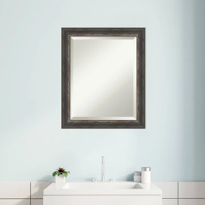 Bark Rustic Framed Bathroom Vanity Wall Mirror Charcoal - Amanti Art - Image 7