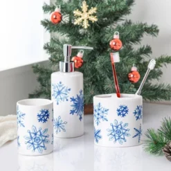 3pc Snowflakes Bathroom Accessories Set - Allure Home Creations