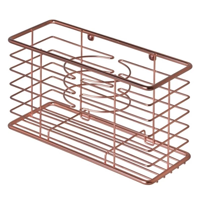 MDesign Metal Wall Mount Hair Care & Styling Tool Storage Basket - Image 6
