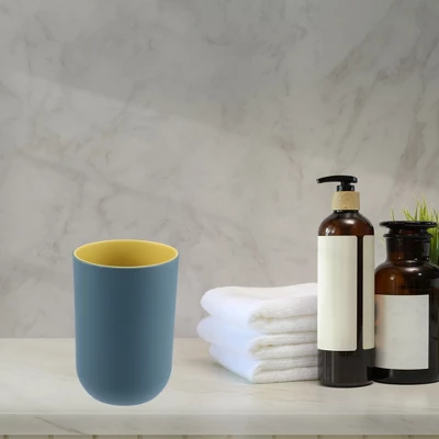 Unique Bargains 2Pcs Bathroom Tumblers Bathroom Toothbrush Cup Blue 4.33''x2.76'' 350ml - Image 5