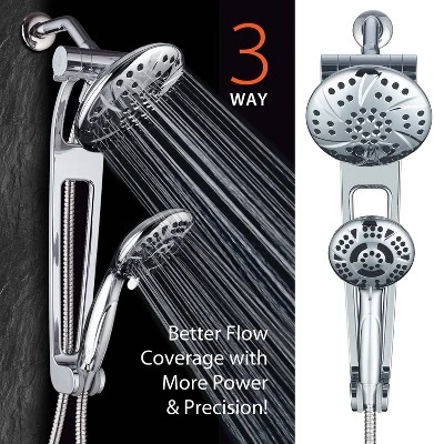 Aquabar High Pressure Luxury Three-Way Rain/Handheld Shower Head Combo Chrome - AquaDance - Image 2