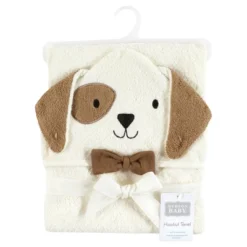 Hudson Baby Unisex Baby Cotton Animal Face Hooded Towel, Dog, One Size
