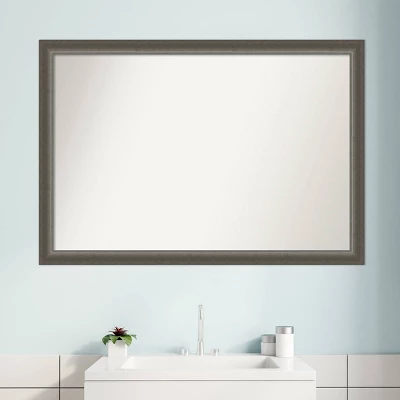 39" X 27" Non-Beveled Domus Wood Bathroom Wall Mirror Dark Silver - Amanti Art - Image 6