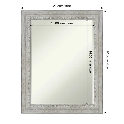 Amanti Art Rustic White Wash Petite Bevel Wood Bathroom Wall Mirror 28.5 X 22.5 In. - Image 3
