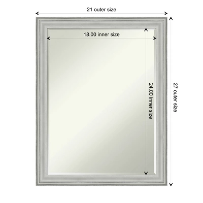 Amanti Art Bel Volto Silver Petite Bevel Wood Bathroom Wall Mirror 27 X 21 In. - Image 3