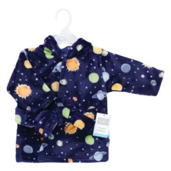 Hudson Baby Unisex Baby Plush Animal Face Bathrobe, Solar System, 0-9 Months