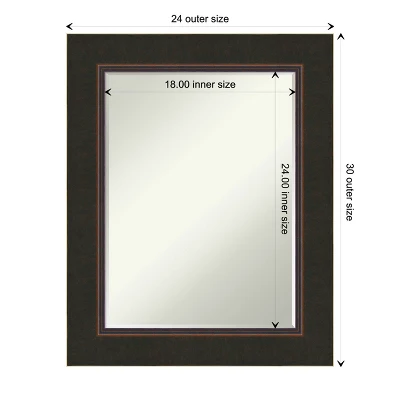 Amanti Art Milano Bronze Petite Bevel Wood Bathroom Wall Mirror 30.5 X 24.5 In. - Image 3