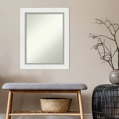 24" X 30" Non-Beveled Eva Bathroom Wall Mirror White - Amanti Art - Image 4