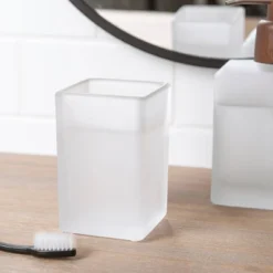 Frosty Glass Bathroom Tumbler White - Allure Home Creations