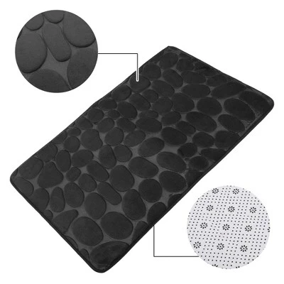 Unique Bargains Cobblestone Pattern Bathroom Rugs Polyester Bath Mat Machine Washable Black 80x50cm - Image 2
