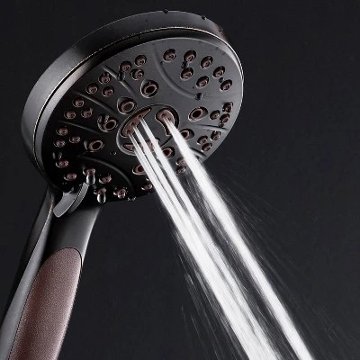 High Pressure 6 Setting Luxury Handheld Shower Head With Extra Wall Bracket Oil Rubbed Bronze - Aquabar - Image 2