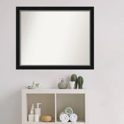31" X 25" Non-Beveled Eva Narrow Bathroom Wall Mirror Black - Amanti Art - Image 6