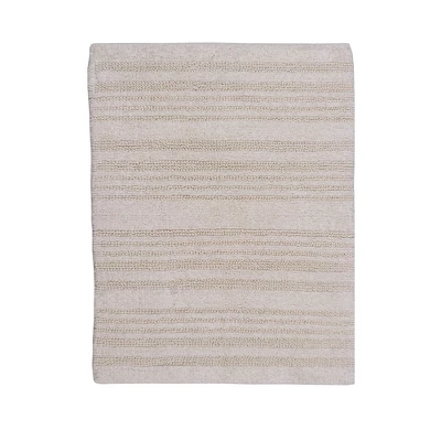 Knightsbridge Luscious Textured Striped All Season Soft Plush Cotton Reversible & Soft Bath Rug Ivory - Image 3