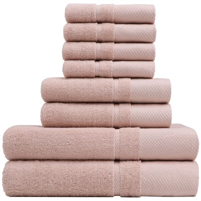 PiccoCasa 100% Combed Cotton Soft 600 GSM Absorbent Lightweight Shower Towel Set 8 Pcs - Image 8
