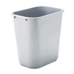 Rubbermaid Commercial Deskside Plastic Wastebasket Rectangular 7 Gal Gray 295600GY
