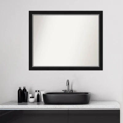 31" X 25" Non-Beveled Eva Narrow Bathroom Wall Mirror Black - Amanti Art - Image 7