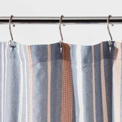 Seersucker Waffle Shower Curtain Blue - Threshold™ - Image 2