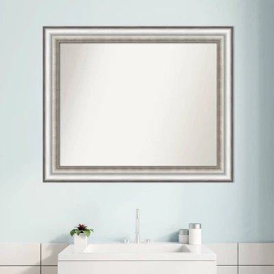 33" X 27" Non-Beveled Salon Silver Bathroom Wall Mirror - Amanti Art - Image 8