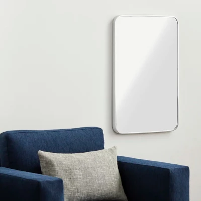 Serio 22" X 30" Brushed Metal Framed Rounded Corner Rectangular Vanity Mount Decorative Bathroom Vanity Mirrors-The Pop Home - Image 9