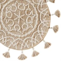 25" X 25" Medallia Round Bath Rug Natural - Saturday Knight Ltd.