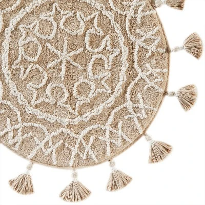 25" X 25" Medallia Round Bath Rug Natural - Saturday Knight Ltd.