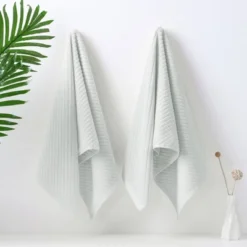 PiccoCasa Luxury 100% Ribbed Absorbent Drying Face Ribbed Cotton Washcloths 2 Pcs