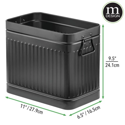 MDesign Metal Compact Toilet Bowl Brush And Wastebasket Combo, Set Of 2, Black - Image 7