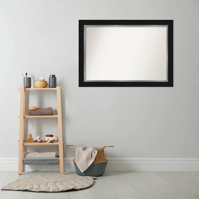 42" X 30" Non-Beveled Eva Bathroom Wall Mirror Black - Amanti Art - Image 7