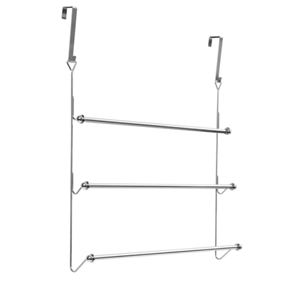 Juvale 3-Bar Over The Door Towel Rack For Bathroom Door Up To 1.57 Inch Thick, Chrome Metal - Image 4