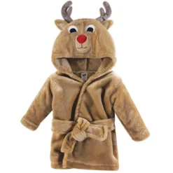 Hudson Baby Infant Boy Plush Animal Bathrobe, Boy Reindeer, 0-9 Months