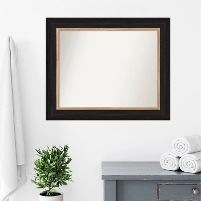 35" X 29" Non-Beveled Vogue Black Bathroom Wall Mirror - Amanti Art - Image 8
