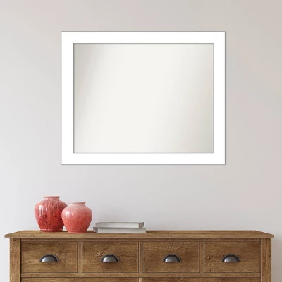 32" X 26" Non-Beveled Wedge White Bathroom Wall Mirror - Amanti Art - Image 5