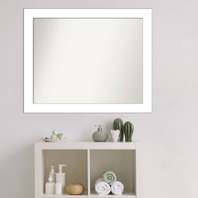 32" X 26" Non-Beveled Wedge White Bathroom Wall Mirror - Amanti Art - Image 6
