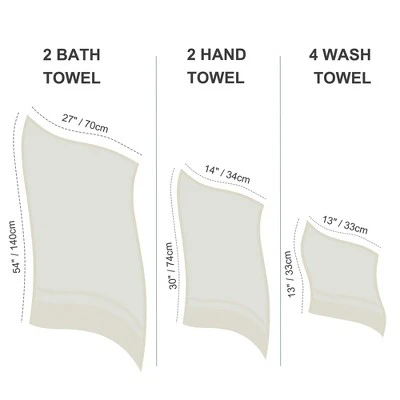 PiccoCasa 100% Combed Cotton Soft 600 GSM Absorbent Lightweight Shower Towel Set 8 Pcs - Image 4