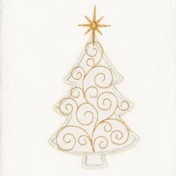 2pk Gold Tree Holiday Hand Towel Set White - Linum Home Textiles