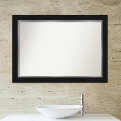 42" X 30" Non-Beveled Eva Bathroom Wall Mirror Black - Amanti Art - Image 5