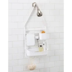 Deluxe Flex Shower Caddy With Adjustable Accessories White - Bath Bliss
