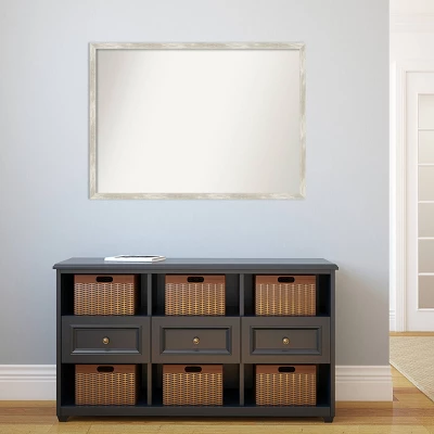 40" X 29" Non-Beveled Crackled Narrow Bathroom Wall Mirror Metallic Silver - Amanti Art - Image 4