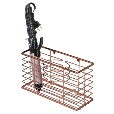 MDesign Metal Wall Mount Hair Care & Styling Tool Storage Basket - Image 4