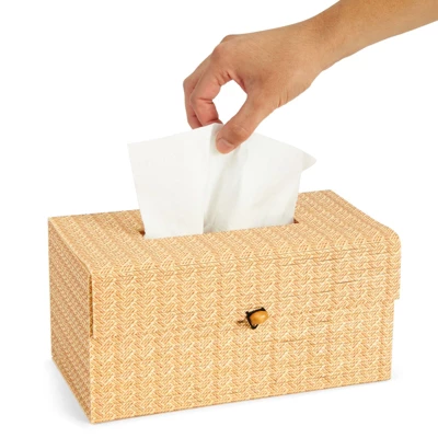 Juvale Bamboo Cane Material Tissue Box Cover For Home And Bathroom Decor, 11 X 6 X 5 In - Image 2