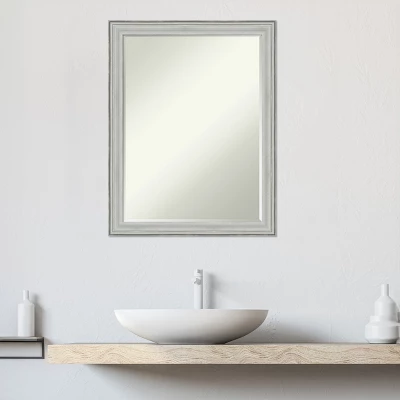 Amanti Art Bel Volto Silver Petite Bevel Wood Bathroom Wall Mirror 27 X 21 In. - Image 8