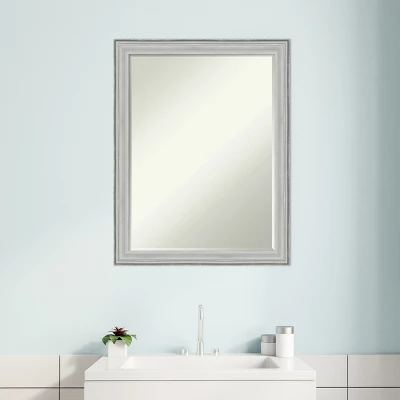 Amanti Art Bel Volto Silver Petite Bevel Wood Bathroom Wall Mirror 27 X 21 In. - Image 5